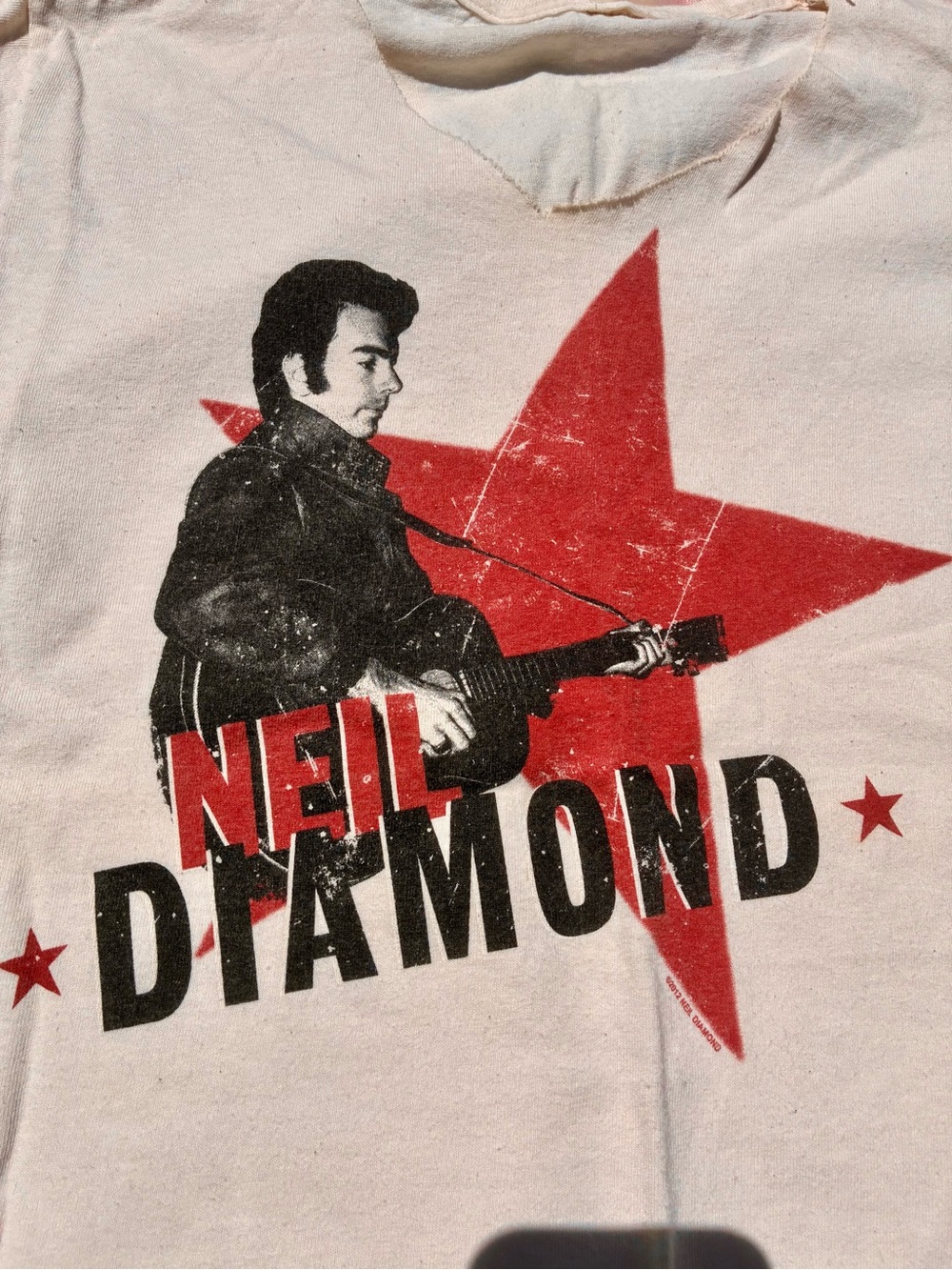 Vintage Neil Diamond White Tee with Red and Black Graphic